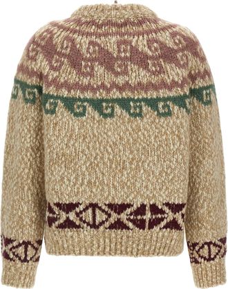 Moncler Wool-Alpaca Jacquard Sweater - Beige
