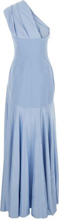 Solace London Womens One-Shoulder Long Dress Gabriela Light Blue Polyester