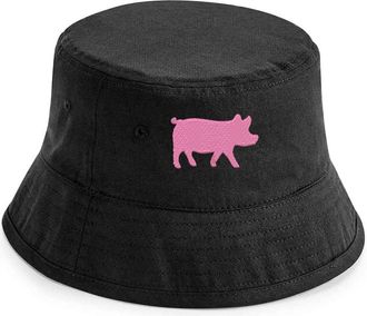 Generic Adults Pig Bucket Hat Summer Embroidered Unisex Festival Party Fisherman (as8, Alpha, l, x_l, Black)