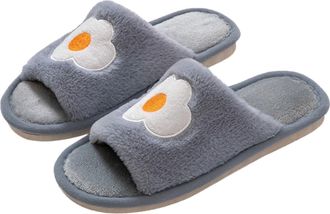 Generic Ladies Slippers Women Fuzzy Faux Memory Foam Flat Slide Open Toe Shoes With Strawberry Watermelon Fruit Embroidery For Home Use Womens House Slippers(