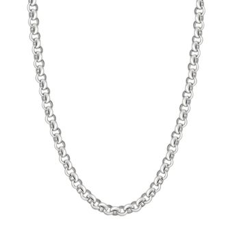 Pompeii3 Mens Polished Steel Single Tone 6.5mm Rolo Link Flexible 24 Chain Necklace