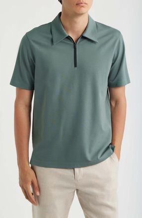 Theory Ryder Quarter Zip Polo in Light Pine Grove - 2Ql at Nordstrom, Size Xx-Large