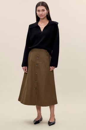 Rebecca Taylor Aria Twill Skirt in Olive at Nordstrom, Size 10