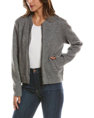 Fort&eacute; Cashmere Zip 100% Cashmere Bomber Cardigan