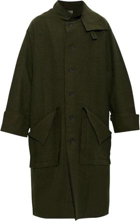 Yohji Yamamoto Colbert met opstaande kraag - Heren - Mantel - Groen - L - Wol - Jassen
