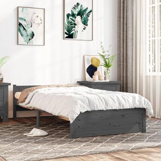 vidaXL Estructura De Cama Individual Sin Colch&oacute;n Madera Gris 75x190 Cm Vidaxl