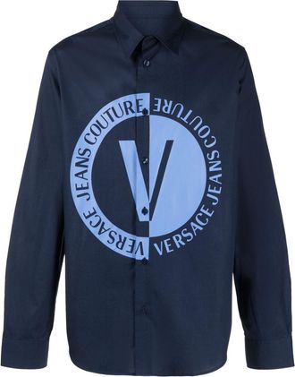 Versace Jeans Couture logo-print cotton shirt - men - Cotton - 46 - Blue