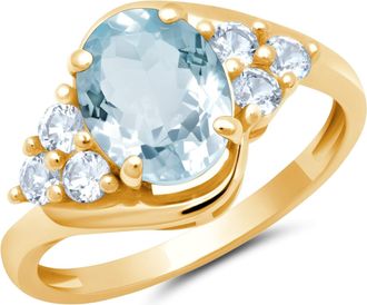 MAX + STONE 10k Yellow or White Gold Oval Cut Gemstone Sunburst Halo Ring