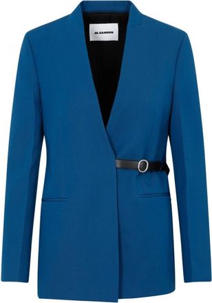 Jil Sander Wollen Jas - Dames - Blazers - Blauw - S - Wol - Jassen