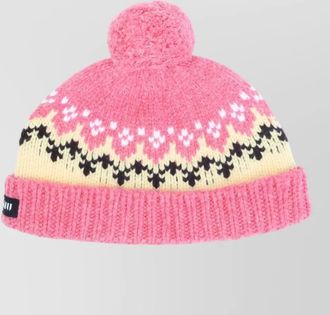 Miu Miu knit hat bobble detail ribbed hem