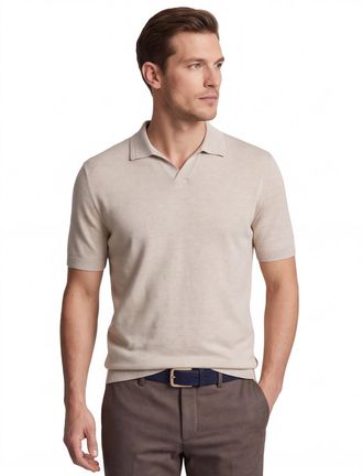 Gentiluomo Beige poloshirt Gentiluomo v hals gemeleerd