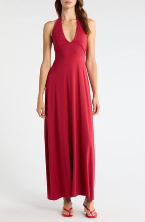 PacSun Third Charm Alexa Halter Maxi Dress in Wine at Nordstrom, Size Large