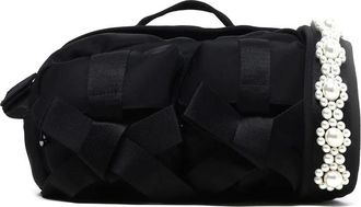 Simone Rocha Tassen, Dames, Zwart, ONE Size, Polyester, Beaded Classic Bow Crossbody Tas