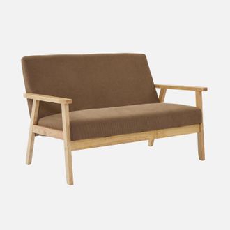 Sweeek Sof&aacute;-banco De Pana Con Patas De Madera, 2 Plazas