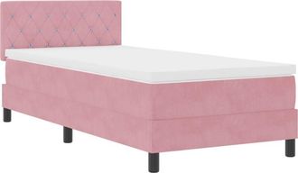 vidaXL Box Spring Bed with Mattress Pink 90 x 200 cm Fabric Vidaxl