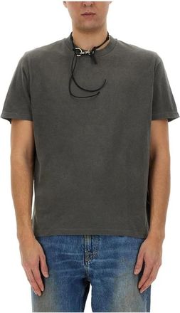 Our Legacy Distressed Jersey T-Shirt met Choker Detail - Heren - T-shirts - Grijs - XL - Tops