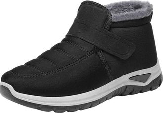 Generic Non-Slip Winter Warm Slip on Sneakers,Womens Non-Slip Winter Warm Slip on Walking Sneakers,Comfortable Fur Lined Waterproof Lightweight Booties (Black