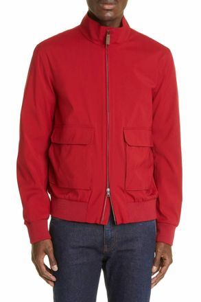 Herno Zip Up Bomber Jacket In Red / Brown