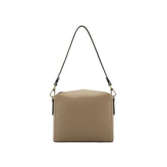 Pourchet Tassen, Dames, Beige, ONE Size, Leer, Cassetta Schoudertas
