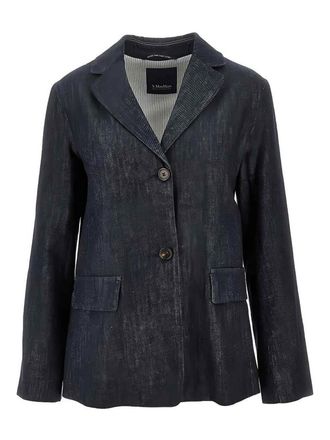Max Mara Cotton Denim Single-Breasted Straight Blazer