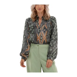 Summum Dames Blouses Top Ikat Mix Viscose - Dames - Blouses & Shirts - Veelkleurig - Maat: XS Viscose