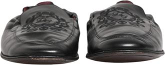 Dolce & Gabbana Black Leather Slip On Men Flat Loafers Mens Shoes (Pre-Owned)