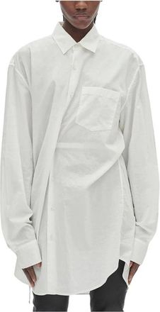 Ann Demeulemeester Elisabeth Lange Comfortabele Zakkenblouse - Dames - Tunieken - Wit - 2XS - Katoen - Overhemden