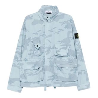 Stone Island Light Jackets, male, Blue, Size: XL Field Jacket