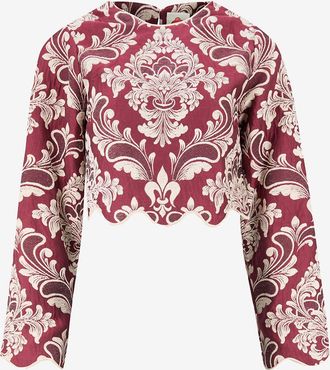 Farm Rio Gebl&uuml;mtes bauchfreies Jacquardtop Waves