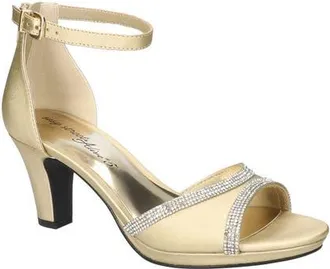 Easy Street Davina Ankle Strap Sandal in Champagne Satin at Nordstrom, Size 8.5