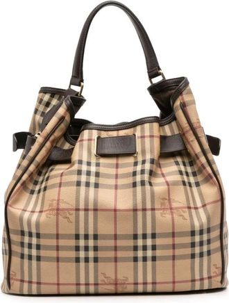 Burberry Pre-owned Bucket Bags, female, Brown, Size: ONE SIZE Pre-owned Leather Tote Bag