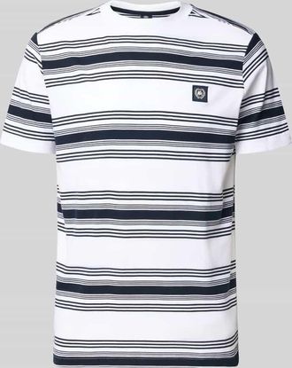 Lerros T-Shirt mit Label-Patch und Rundhalsausschnitt in Offwhite, Gr&ouml;&szlig;e XXXL