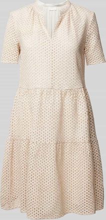 Jake*s Knielanges Kleid mit Lochstickerei in Offwhite, Gr&ouml;&szlig;e 32