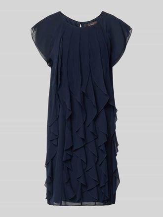 Vera Mont Relaxed Fit Minikleid mit Allover-R&uuml;schenbesatz in Dunkelblau, Gr&ouml;&szlig;e 36