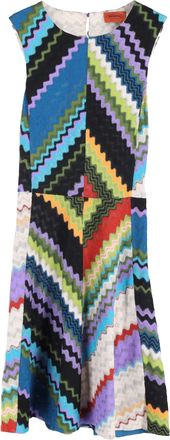 Missoni Zig-Zag Patterned Knit Sleeveless Dress in Multicolor Viscose