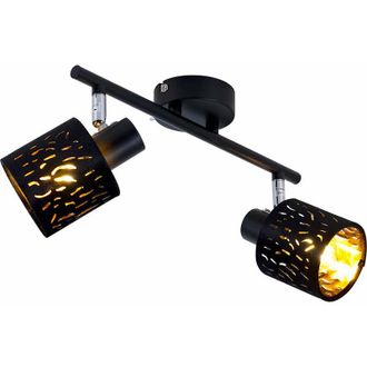 ETC Shop Faretto da soffitto lampada in velluto nero oro soggiorno lampada spot regolabile