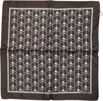 Dolce & Gabbana Skull Silk Square Scarf - Heren - Accessoires - Bruin - ONE Size - Accessoires