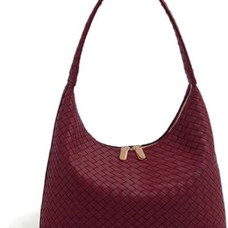 Seward Leather Hobo Bags for Women Small Soft Shoulder Purse Slouchy Tote Handbags with Double Zipper Design