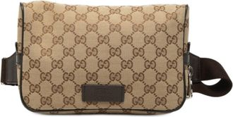 Gucci Gg Canvas Brown Gg Canvas Leather Sling Bag (Pre-Owned)