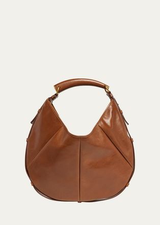 Saint Laurent Mombasa Medium Pleated Leather Hobo Bag