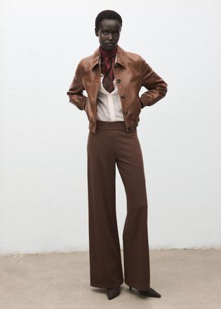 Mango Pantaloni wide leg vita alta passanti marrone medio - Donna - XS - MANGO