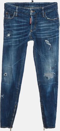 Dsquared2 Blue Distressed Denim Japanese Indigo Skinny Jeans