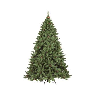 Dmora Dmora - Sapin De No&euml;l Stoccolma, Sapin Artificiel Extra &Eacute;pais, V&eacute;ritable Sapin Effet Pvc Avec Pommes De Pin Incluses, 464 Branches, Hauteur 150 Cm