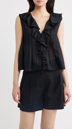 D&ocirc;en Hilda Pintucked Sleeveless Organic Cotton Top (Nordstrom Exclusive) in Black at Nordstrom, Size Xx-Small