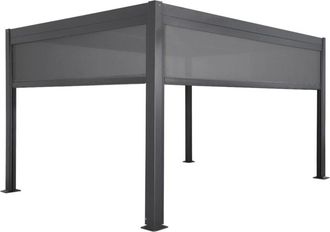 Sweeek P&eacute;rgola bioclim&aacute;tica 3x4m aluminio y acero con toldo de 3m + toldo de