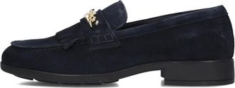Tommy Hilfiger Schoenen, Dames, Blauw, 37 EU, Su&egrave;de, Blauwe Su&egrave;de Ketting Franje Loafers