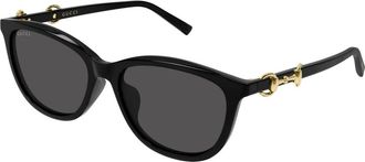 Gucci Zonnebril met rond montuur - Dames - Zonnebrillen - Zwart - 56 MM - Nylon - Accessoires