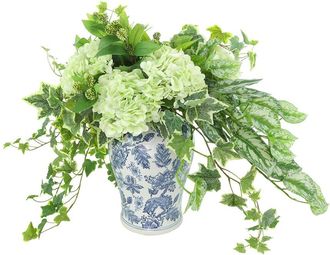 Creative Displays Inc. Handmade Faux Hydrangea & Variegated Ivy Arrangement In Decorative Vase