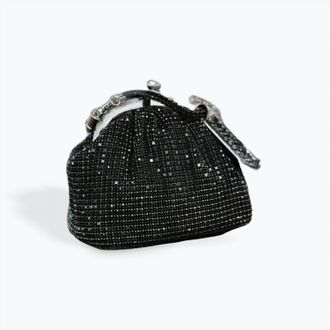 Cejon Kiss Lock Rhinestone Bag In Black Rhinestone
