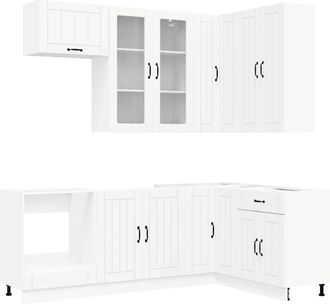 vidaXL Unidad De Cocina Lucca 8 Uds. Blanco Madera De Ingenier&iacute;a Vidaxl